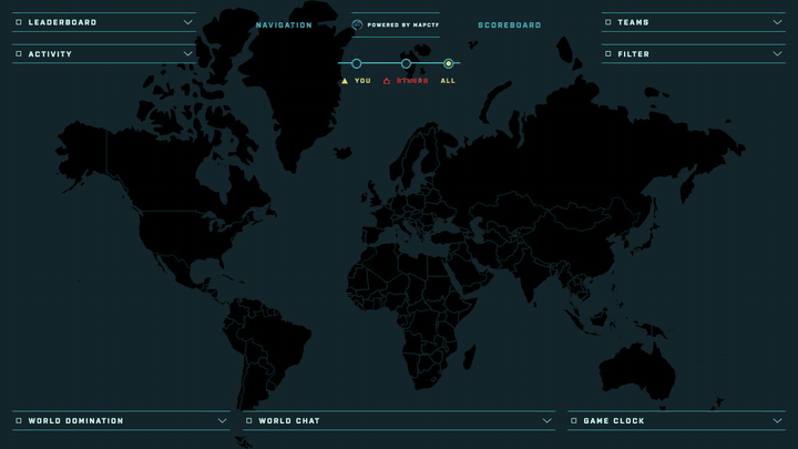 MapCTF gameboard showing Spain, the United States, Russia, and Australia activating before their challenge panels open